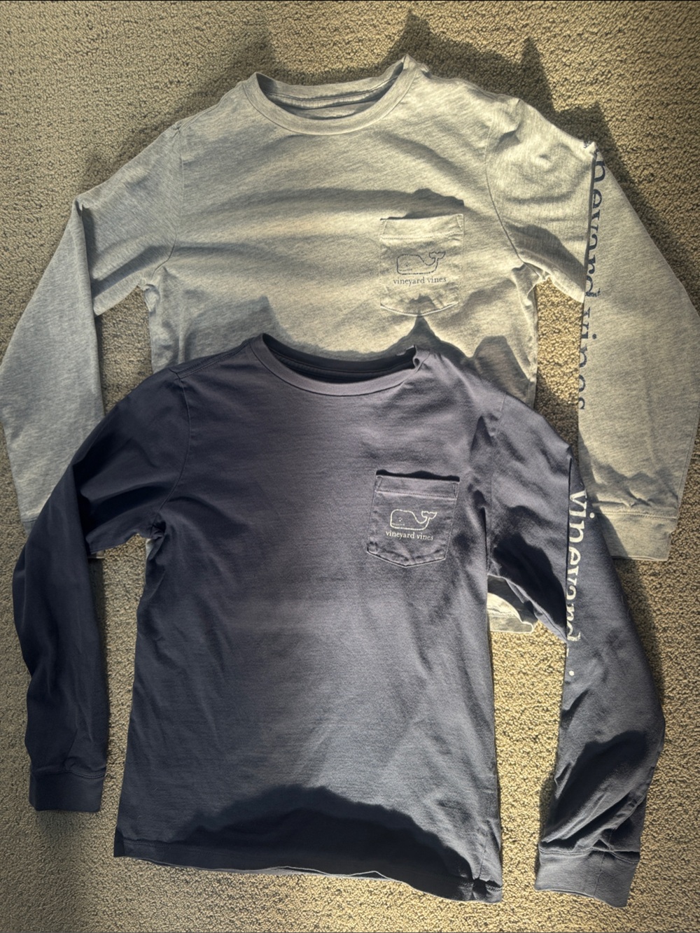 Vineyard Vines Navy & Heather Gray Long Sleeve Pocket Tee